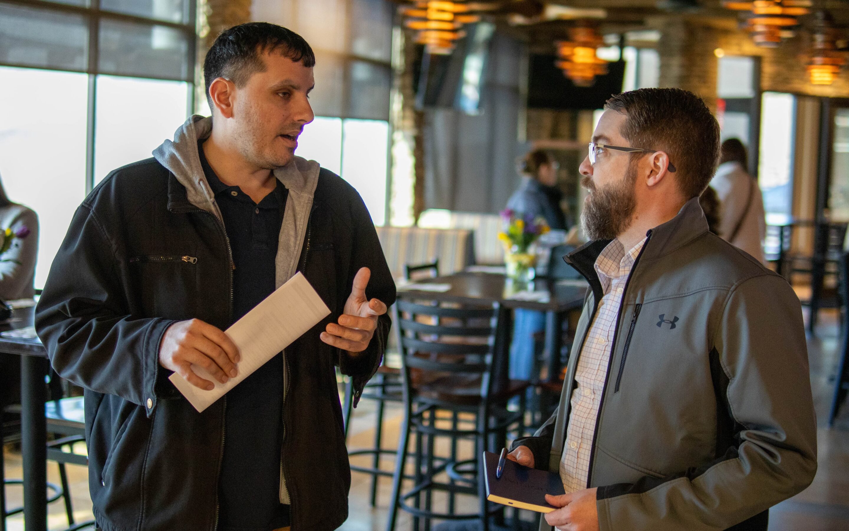 Chamber President EJ Klechner having a conversation with a member